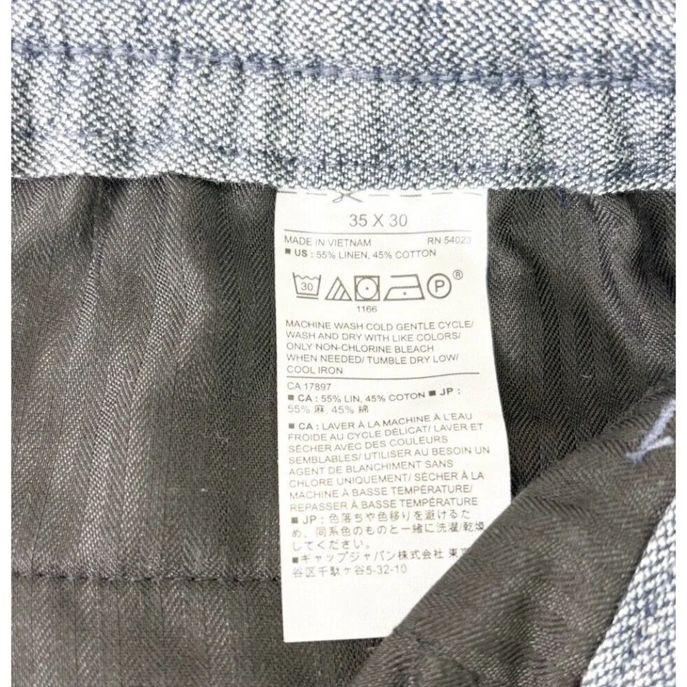 Banana Republic Linen Blend Pants Men 35x30 Blue Mason Athletic-Tapered Fit NWT